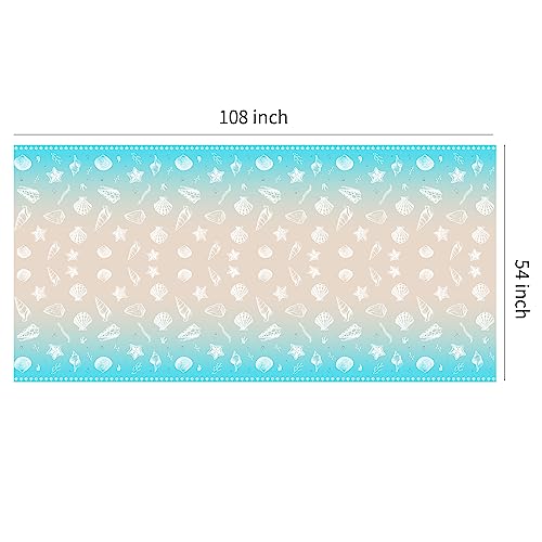 Image of Beach Seashell Party Decorations Tablecloth, Disposable Beach Seashell Party Table Covers Supplies, Sea Shell Table Decorations for Birthday Baby Shower Wedding Party, 3 Pack, 54in x 108in