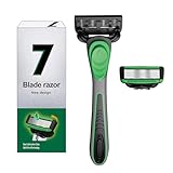Handrasierer für Herren, Nassrasierer herren, Handrasierer mit 7 Schichten, Enthält 2 Ersatzklingen, intimrasierer, Damen & Herren Sicherheitsrasierer, Geschenk für Männer (Gummi)
