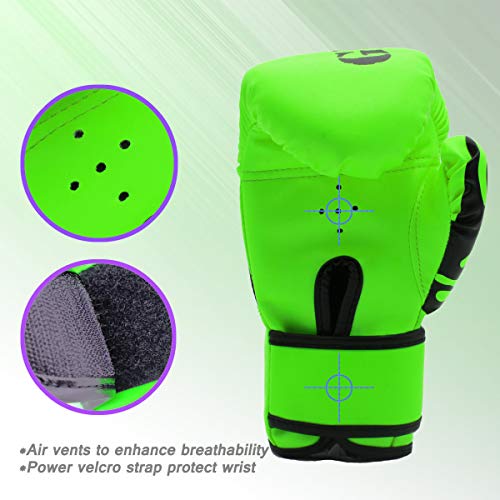 Image of GROOFOO Kids Boxing Gloves for Child Punching Bag Sparring Training, 4oz 6oz fit 3 to 14 Years （Green,4 Oz）