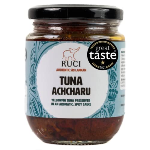 Yellowfin Tuna Achcharu, Tuna Chunks Preserved in a Spicy Sauce, by RUCI - Authentic Sri Lankan, Responsibly Caught 100% Traceable - 250g