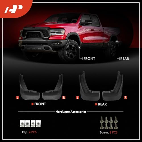 Image of A-Premium Mud Flaps, No Drilling Required Splash Guards with Accessories | Compatible with Volkswagen Tiguan 2018-2023, Set of 4 Front and Rear