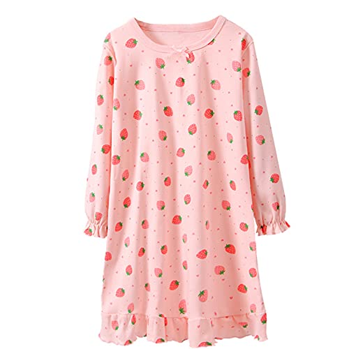 Elonglin Camisón de manga larga para niños, pijamas, 100% algodón, Rosa B Etz011, 120 cm