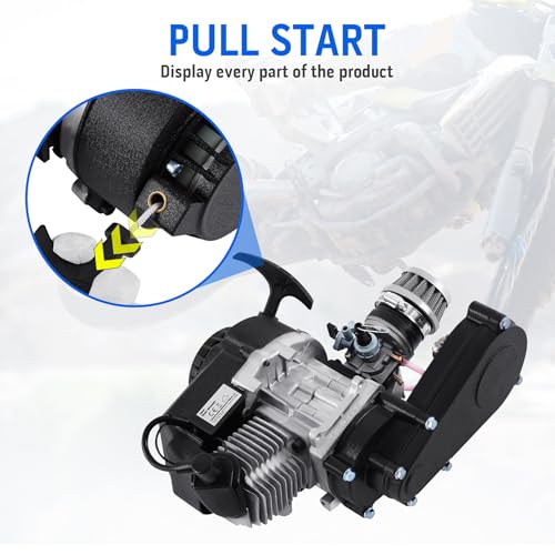 H-YEEU 49cc 50cc 2-Takt Engine Motor Dirt Bike Cross Pocket Bike Dirt Bike Mini ATV Quad Getriebe Vergaser