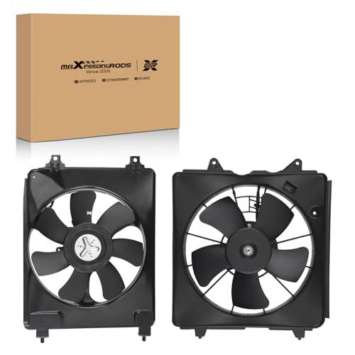 Image of maXpeedingrods Radiator Cooling Fan Assembly Set for Honda Civic with Blade Motor and Shroud RH LH 2006-2011, HO3117100 19015RNAA01 19020RCJA01 38615RNAA01