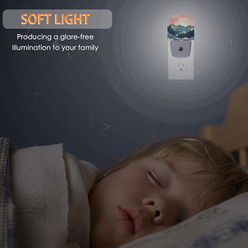 Image of Mountain Sun Night Light,Night Lights Plug into Wall with Dusk to Dawn Sensor,Lamp for Bedroom Bathroom Hallway Nightlight for Women Girls