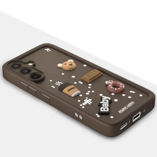 Image of Bintage Cute Fun Taddy Cartoon 3D Ball Bear Milk Donut Coffee Cup Silicon Case Full Body & Camera Protection Back Cover Compatible for Samsung Galaxy A26 5G - Brown