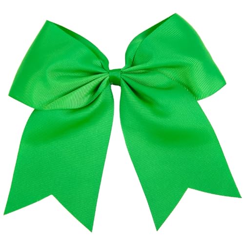 Tobeffect Hair Bow Clip, 8 Inch Big Green Bow for Hair, Cheerleading Bows for Women, Softball Team Bows, Cheerleader Hairbows for Halloween Costumes Festivals Birthdays Photoshoots
