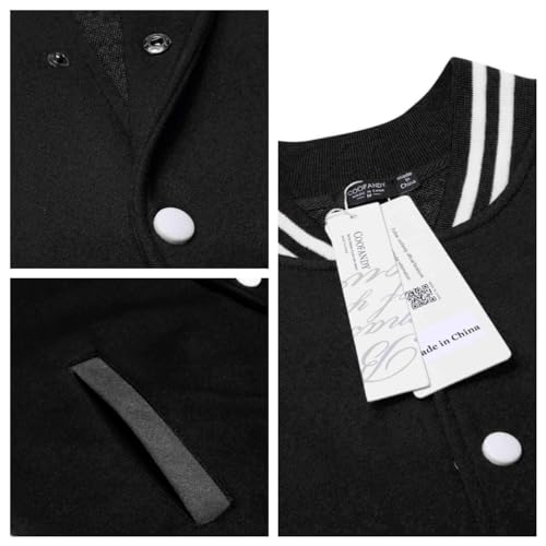Image of COOFANDY Mens Slim Fit Varsity Baseball Jacket Bomber Cotton Premium Jackets, Charcoal /Black, XX-Large