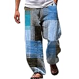 Bastwahl Pantalon Lin Homme,Pantalon en Lin,Japonais,Sarouel,habillé,décontracté,Vetement,Jogging Coton,Baggy,Grande Taille,Yoga Pants,Travail,Cargo,Sport,Large,Pas Cher,Sportswear,Elastique,Bleu,L