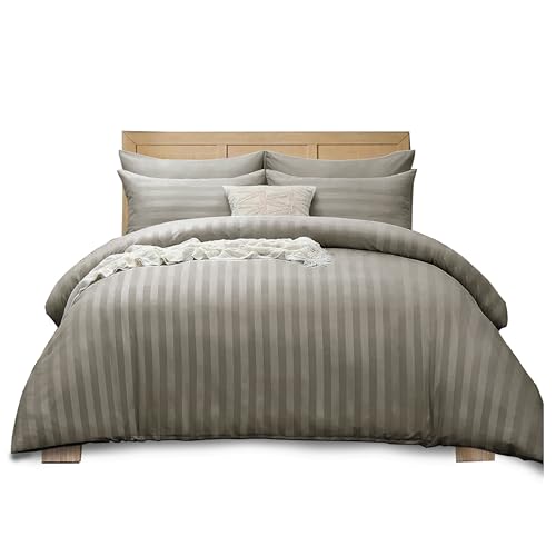 Parure de lit réversible en microfibre beige avec 4 taies d'oreiller