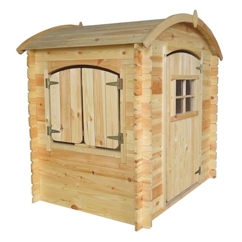 Cabane Enfant Exterieur 1.1m2 - Maison avec Plancher - Cabane de Jardin pour Enfant 112x146xH145cm - en Bois Timbela M505