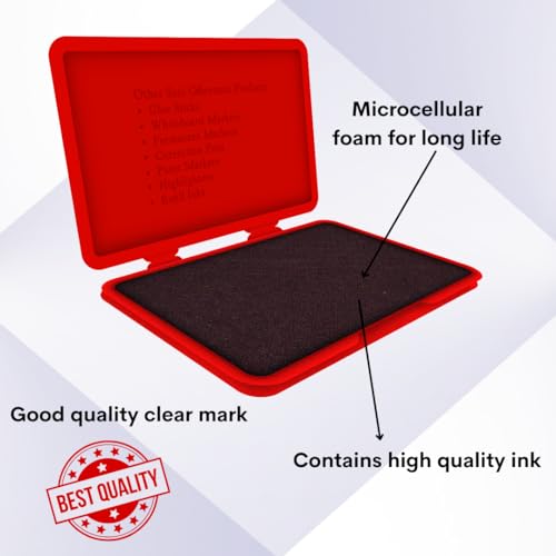 Image of Soni Officemate Medium Stamp Pad - Red | Pack of 3 | Quick-Dry, Smudge-Free Ink | Crisp Impressions | Refillable | for Office, Craft & DIY