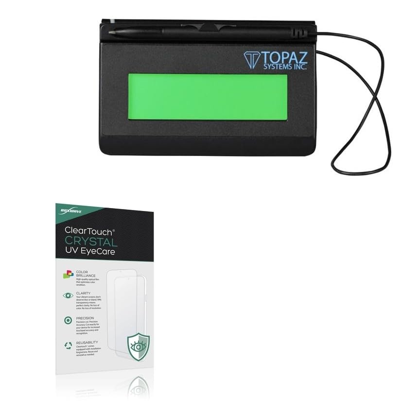 BoxWave Screen Protector Compatible With Topaz SignatureGem LCD 1x5 - ClearTouch Crystal Anti-UV EyeCare (2-Pack), Filters out Harmful Blue Light Reduce Fatigue