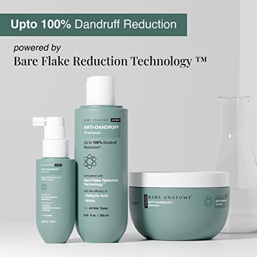 Image of Bare Anatomy Anti Dandruff Shampoo + Hair Mask + Toner Kit | Reduces Dandruff Upto 100% | Salicylic Acid, Aloe Vera & Tea Tree Extracts | Paraben & Sulphate Free | Women & Men | 250ml + 250g + 50ml