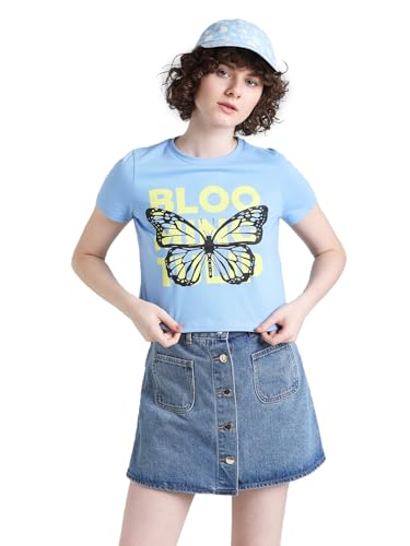 Image of ONLY Typography Printed Pure Cotton T-Shirt