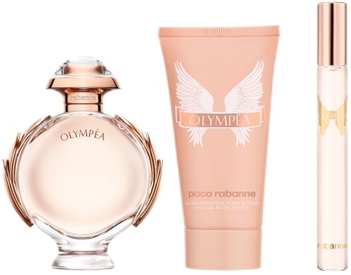 Paco Rabanne Olympea Eau de Parfum - Set de regalo de 80 ml (contiene 80 ml de EDP, loción corporal de 100 ml y spray de viaje de 10 ml)
