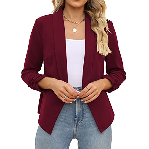 Image of POGTMM Women 3 /4 Sleeve Blazer Open Front Cardigan Jacket Work Office Blazer