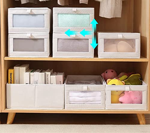 Fordonral-4-Pack-Linen-Storage-Bins-Storage-Containers-for-Organizing-Clothing-Jeans-Toys-Books-Shelves-Closet-Wardrobe-Closet-Organizers-and-Storage-Large-Storage-Boxes-Baskets-with-Window