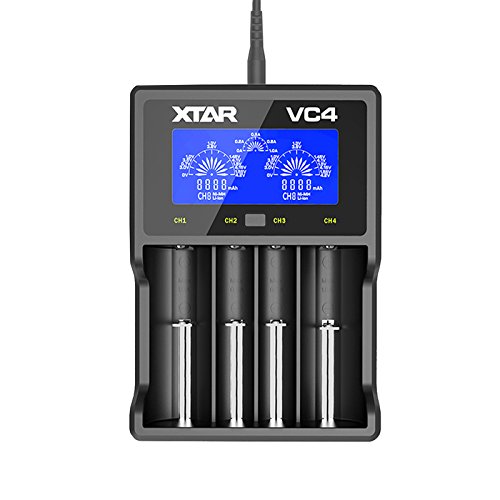 XTAR VC4 Li-ion/Ni-MH Battery Charger USB LCD Display Charger Multi-Functional Battery Charger Four