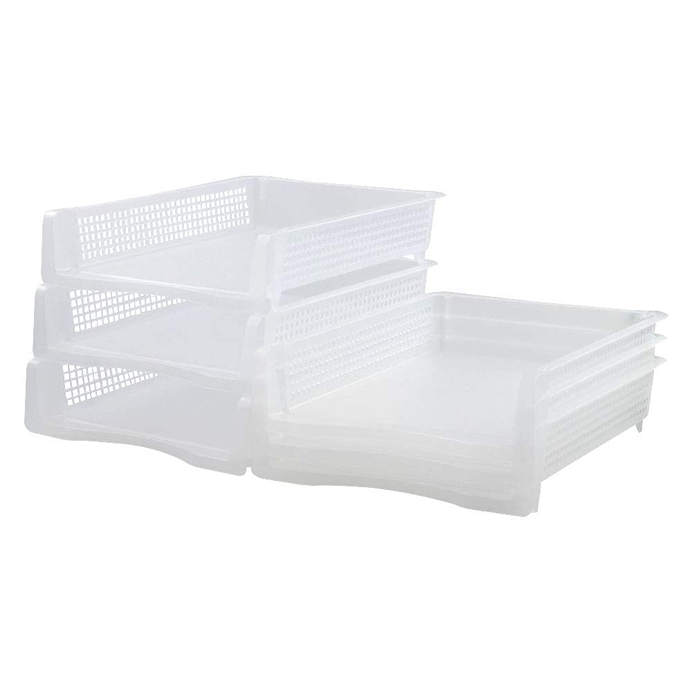 6 paquetes de bandeja de papel apilable A4, transparente, bandeja de escritorio de plástico para cartas