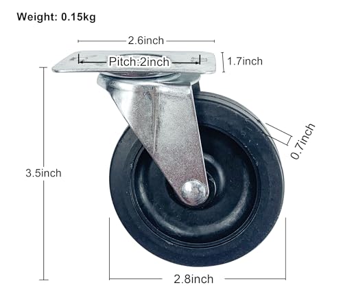 Caster Wheels for Mechanic Creepers Wheels Replacements, Quality Replacement Parts Fit for 36'' - 40'' Plastic Creeper, 3'' in Diam., Pack of 6