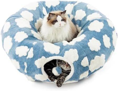 Lesure Cat Tunnel Bed for Indoor Cats - Cute Cat Donut Tunnel Toy...