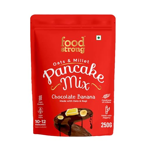 Image of Foodstrong Oats and Millets Chocolate Banana Pancake Mix, High Protein & Fibre, No Maida, No Refined Sugar - Made With Jaggery, Eggless Instant Breakfast Mix 250 g