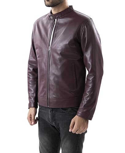Image of Jild Classical Single Piece Lambskin Leather Jacket Men - Everyday Wear Snap Tab Collar Men's Motorcycle Leather Jacket
