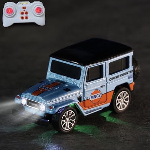 Image of Mini Die-Cast RC Car 1:64 Scale | High-Speed Desktop Remote Control Car with LED Headlights | 2.4GHz Mini Controller, 15m Range, Type-C Charging | Toy Car Model for Kids & Adults
