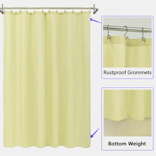 Image of LLSCL Lemon Yellow Fabric Shower Curtain Liner with Magnets, Waterproof Hotel Quality, 72 x 72 Machine Washable
