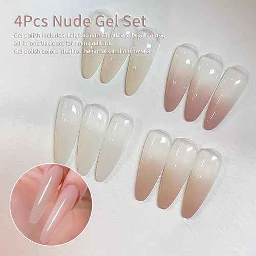 Esmaltes de uñas gel nude 4 colores base francés miniatura 4