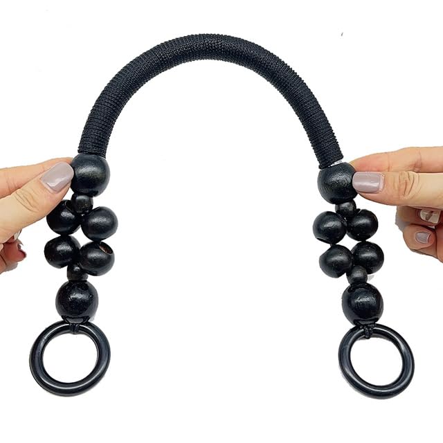 XIUPO Manija de madera para monedero, 46 cm, repuesto para bricolaje, cuerda de cuentas de madera, correa de hombro para bolso