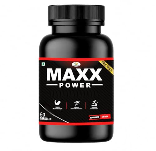 Image of Maxx Power Herbal Capsules for Men with Ashwagandha, Shilajit, Kaunch Beej & Safed Musli | Supports Energy, Strength, Stamina & Men's Wellness | Daily Herbal Supplement | 60 Veg Capsules