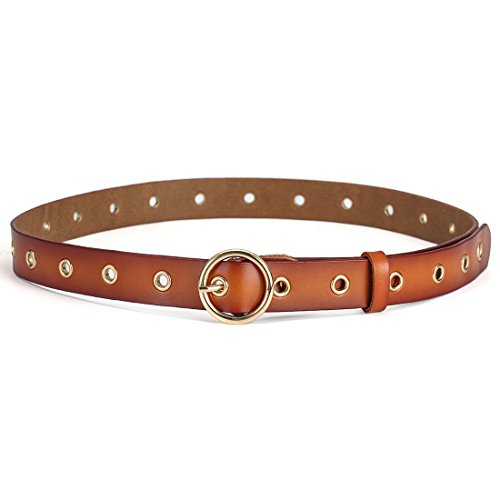 Cintura di Cuoio da Donna con Fibbia in Lega Gomma...