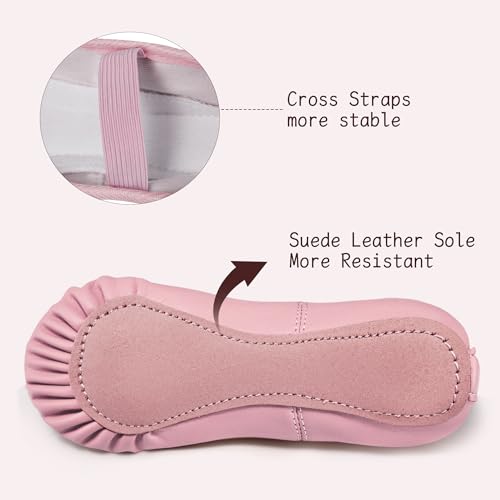 Image of Dynadans Kids PU Ballet Slippers for Girls Boys Toddler Big Kid | PU ballet slippers, pre-sewn elastic. Soft flexible sole. For girls, boys, toddler & big kid. Ideal for ballet, yoga, recital