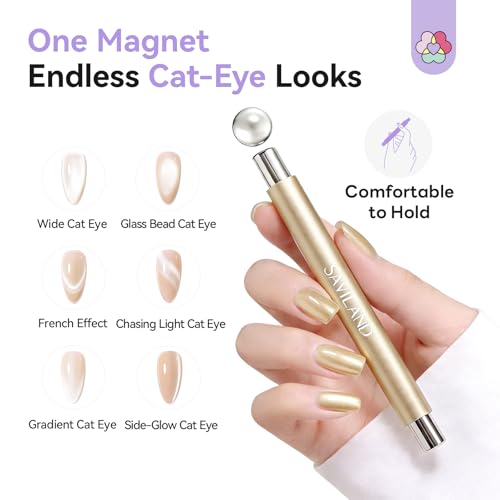 Image of SAVILAND 5X Strong Cat Eye Magnet For Nails: Double Headed Portable Magnet for Cat Eye Gel Polish with Magnetic Beads for Multi Velvet Nails Drop Resistant Salon Level Home DIY