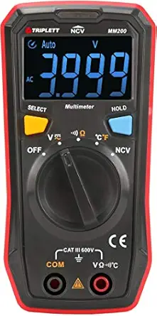 MM200 Compact 4000 Count Multimeter - AC/DC Voltage, Resistance, Temperature, Continuity