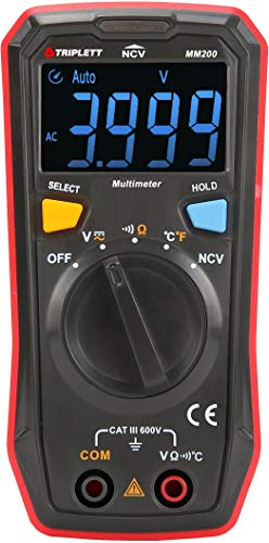 Review Discount Triplett MM200 Compact 4000 Count Multimeter with Certificate of Calibration to NIST - AC/DC Voltage, Resistance, Temperature, Continuity