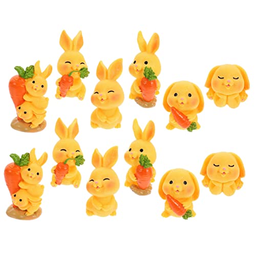 VINTORKY 12 Pièces Carotte Lapin Décoration Miniature Lapin Jardin Figure Résine Mini Figure Bureau Mini Résine Adorable Bureau