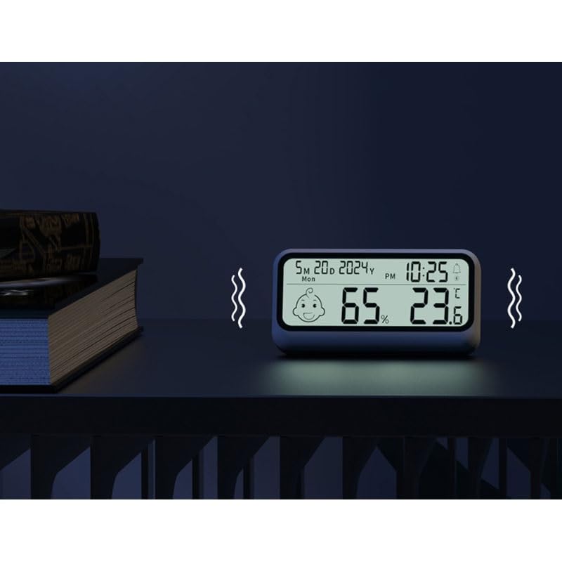 ABS Thermometer Hygrometer Date Alarm Reminder Indoor Household