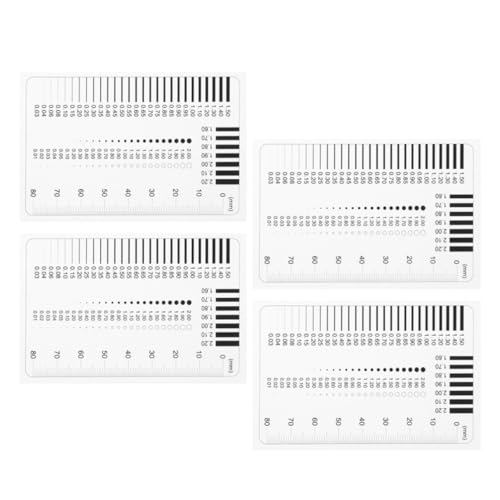 TEHAUX Medidor de Espesor de Vidrio de Alta Precisión y Juego de Tarjetas de Comparación de Defectos 4 piezas Herramienta de Medición Plástica con Visibilidad para Construcción y Manufactura