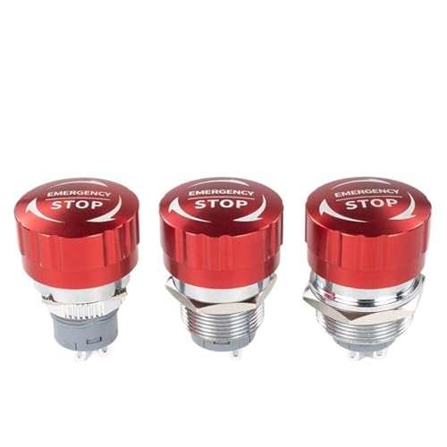 Botón de parada de emergencia de metal de 16mm con interruptor de cabeza de hongo y autobloqueo
