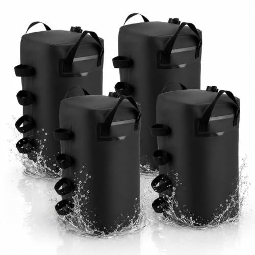 Lot de 4 poids de 25 l pour tonnelle, sacs de sable et pieds de tonnelle, remplis d'eau, sacs de lestage réutilisables, sacs de sable pour tonnelles, tentes...