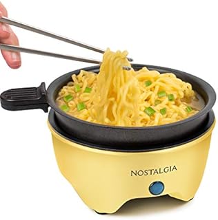 Nostalgia MSK5YW MyMini Personal Electric Skillet & Rapid Noodle Maker Perfect For Healthy Keto & Low-Carb Diets, Cauliflower Rice, Ramen, Pasta, Mac & Cheese, Stir Fry, Soups, Omelets