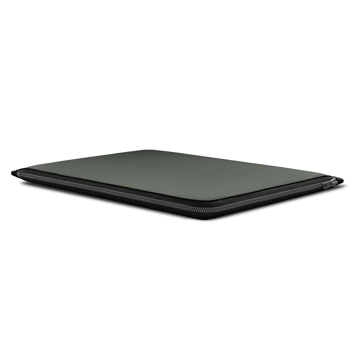 WOOLNUT Matte PU Folio Zipper Sleeve Case Hülle Tasche für for MacBook Air 15 Zoll (2023-2024, M2/M3) & Pro 16 - Schwarz - Grün