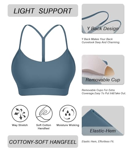 Image of Sports Bra for Women Low Impact Racerback Workout Bras Sexy Thin Straps Yoga Sport Bras with Removable Pads