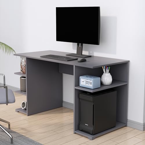 Image of Bniture Wooden Study Table for Home | Engineered Wood Study Table with Side Shelf Storage | Multi Purpose Computer Desk for Writing & Study | Laptop Table for Study Room & Workstation | Slate Grey