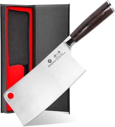 imarku Cleaver Knife 7 Inch Meat Cleaver - Japan High Carbon Stainless Steel Butcher Knife with Ergonomic Handle, Ultra Sharp Chopping Knife, Kitchen Gadgets for Home/Restaurant, Gifts for Men Women