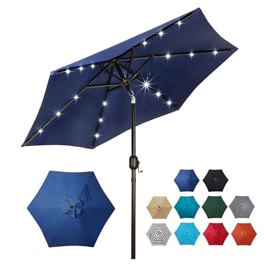 Best cantilever patio umbrella with solar lights Blissun 7.5 ft Lighted Solar Umbrella