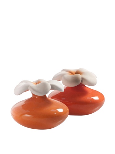 Millefiori 2 Stück Blume Mini Zierdiffusor Air Design, Keramik, Orange/weiß, 8.5 x 15.4 x 7.8 cm Cover